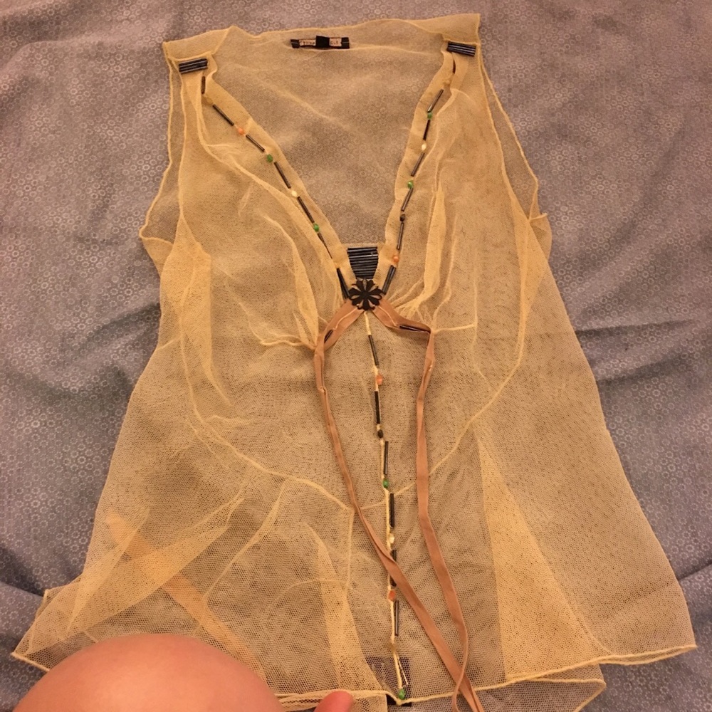 Italian Designer Mesh Top in Yellow